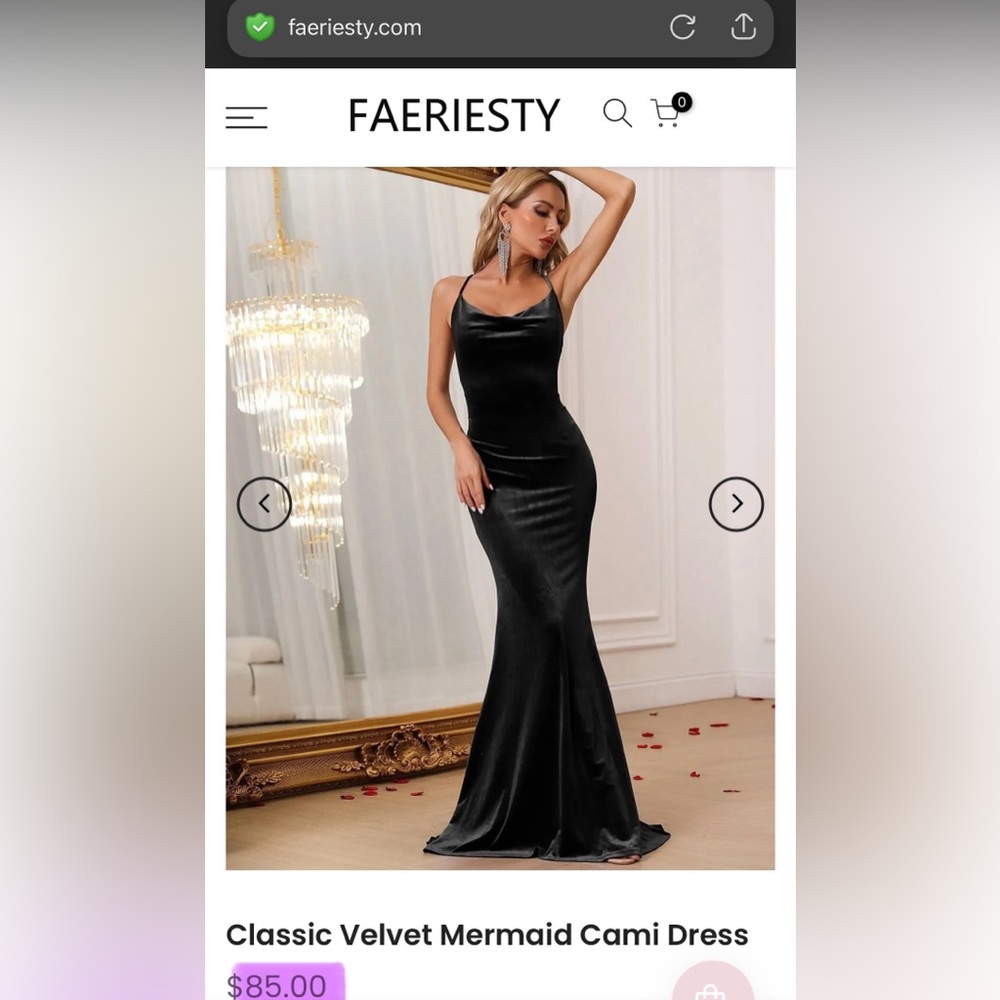 NWOT BLACK VELVET MERMAID DRESS COSPLAY HOLIDAY PARTY SPECIAL OCCASION NYE PROM - Picture 6 of 13